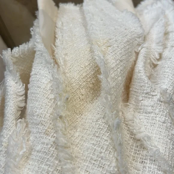 CHANEL White Tweed Fringe Sleeveless Dress Size 38